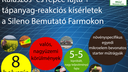 Kalászos és repce fajta + tápanyag-reakciós kísérletek a Sileno Bemutató Farmokon