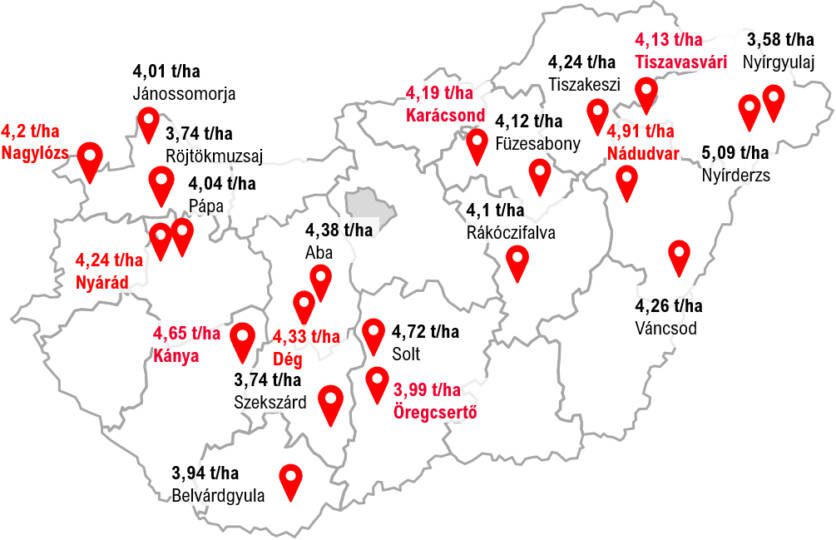 napraforgó-terméseredmény