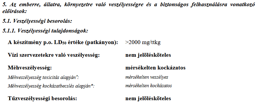 Méhveszélyesség - forrás Nébih adatbázis
