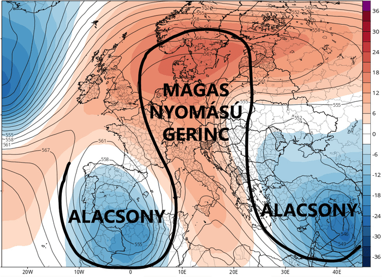 A légkör NY-K irányú mozgásának megakadályozása hozza létre ezt az omega-blokkot - Forrás - esotanc.hu